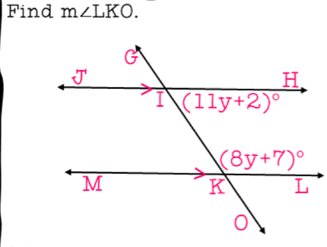 Find m∠ LKO.