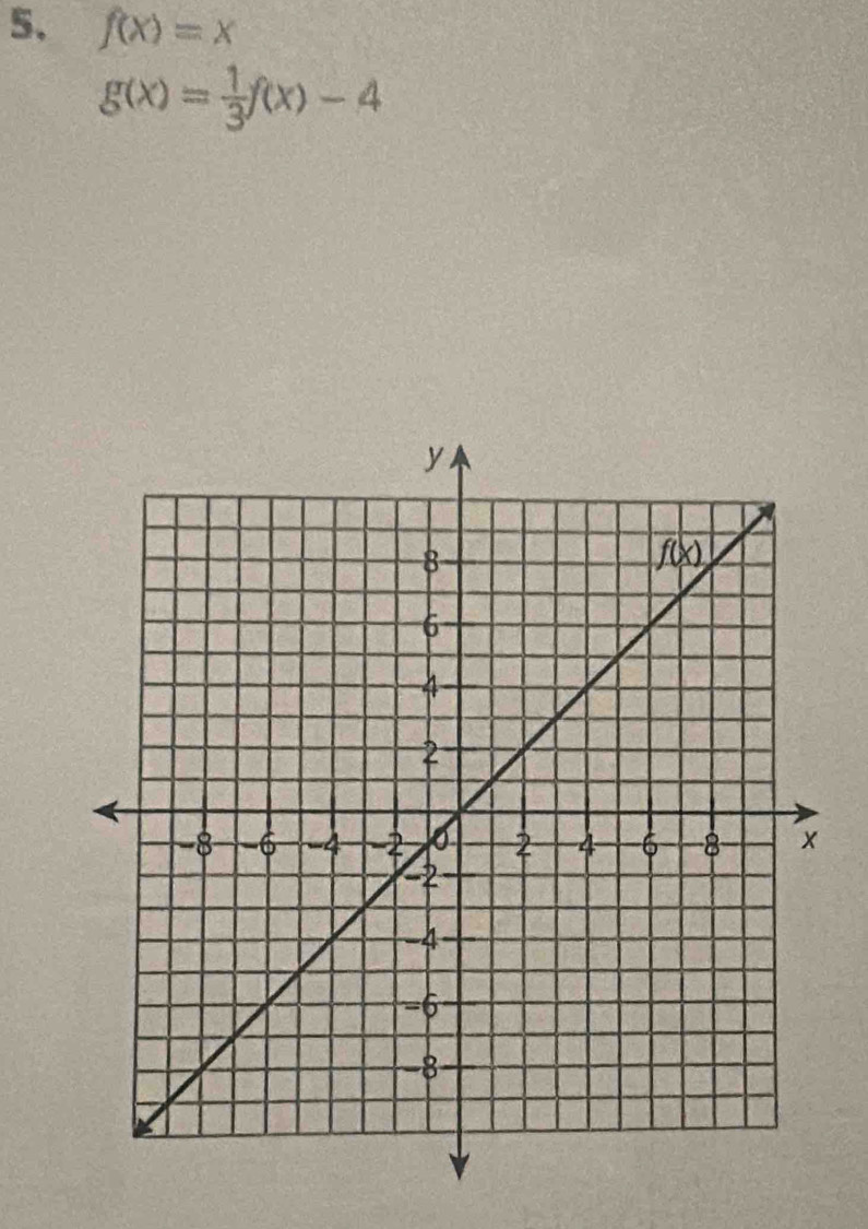 5, f(x)=x
g(x)= 1/3 f(x)-4