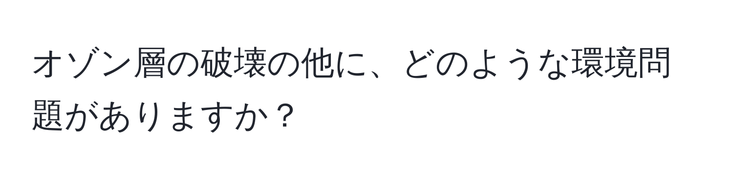 オゾン層の破壊の他に、どのような環境問題がありますか？