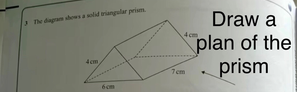 Solved: The diagram shows a solid triangular prism. Draw a lan of the ...