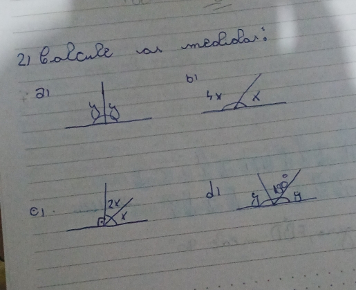 Balcule a meada: 
a1 
C 
di 10°
el. 2x
X