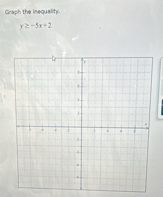 Graph the inequality.
y≥ -5x+2