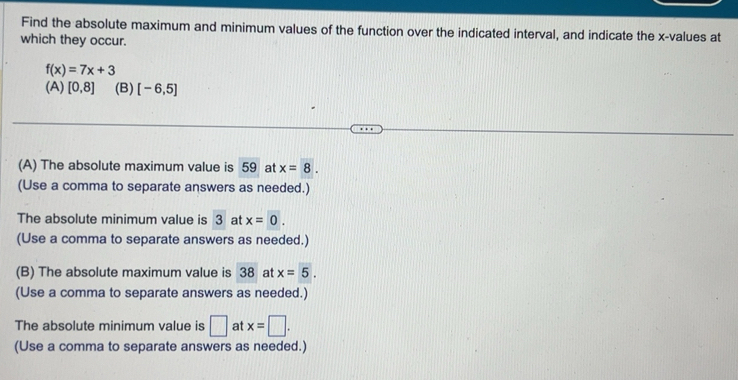 Solved: Find the absolute maximum and minimum values of the function ...