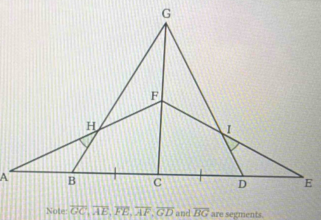 and overline BG are segments.