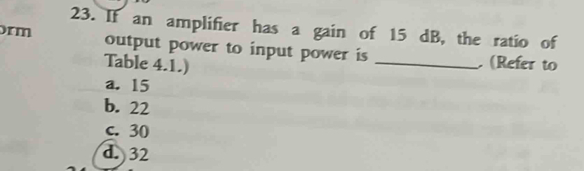 Solved: If an amplifier has a gain of 15 dB, the ratio of rm output ...