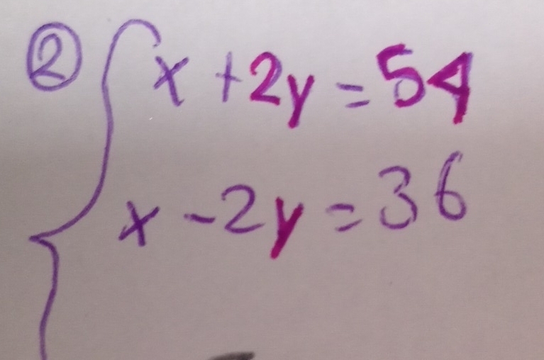 2∈t beginarrayr x+2y=54 x-2y=36endarray