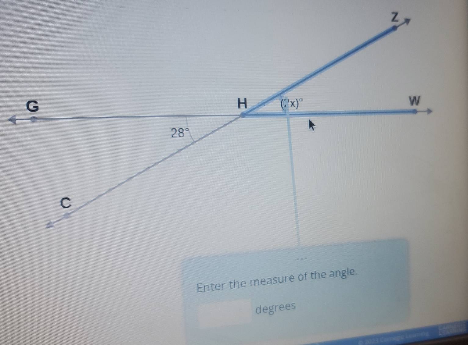 Enter the measure of the angle.
degrees