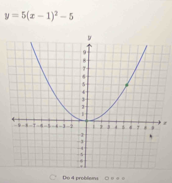 y=5(x-1)^2-5
z 
Do 4 problems