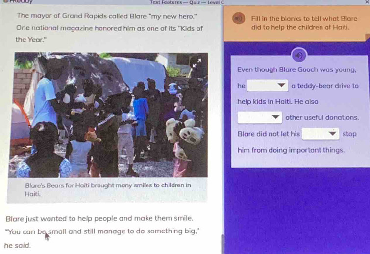 Solved: pReddy Text Features — Quiz — Level C The mayor of Grand Rapids ...