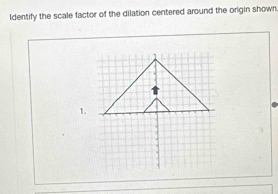 Identify the scale factor of the dilation centered around the origin shown 
1.