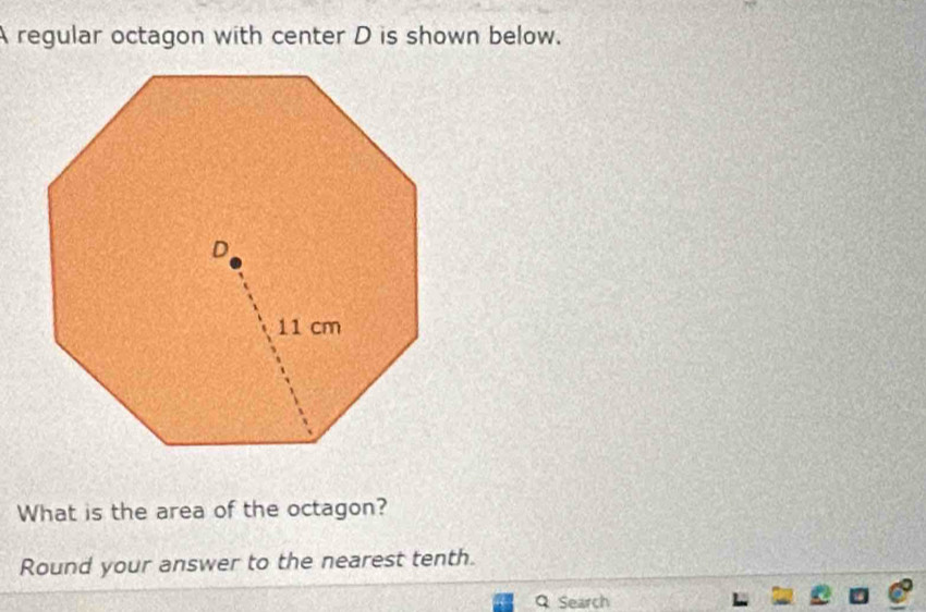 What is the area of the octagon? 
Round your answer to the nearest tenth. 
Q Search