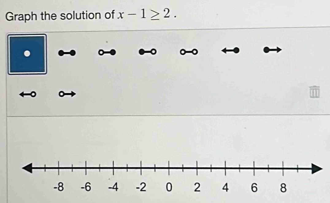 Graph the solution of x-1≥ 2. 
.