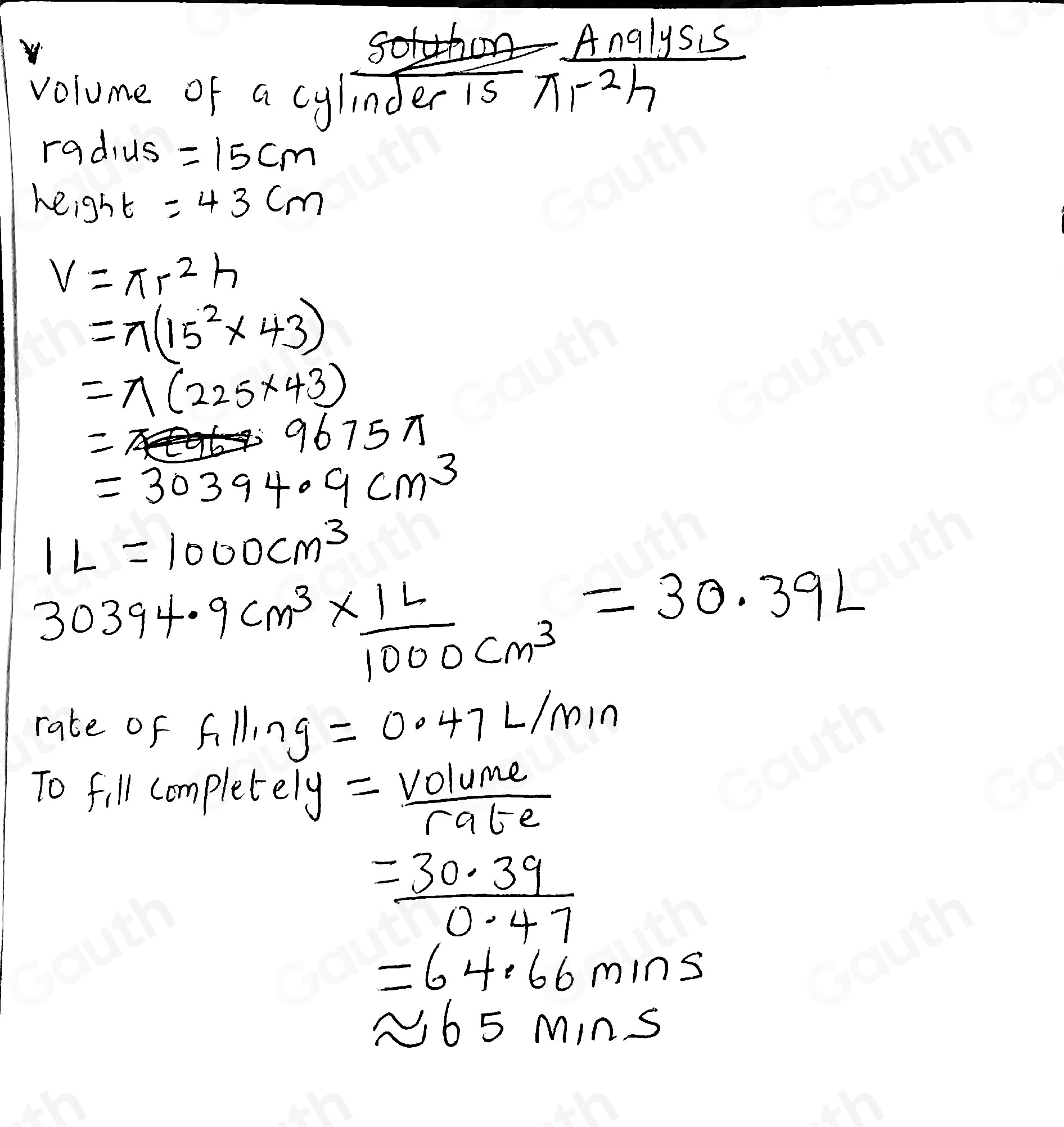 Solved: The diagram shows an empty tank in the shape of a cylinder. The ...