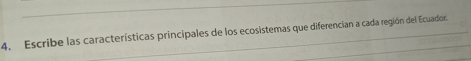 Escribe las características principales de los ecosistemas que diferencian a cada región del Ecuador.