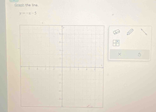 Graph the line.
y=-x-5
× 5