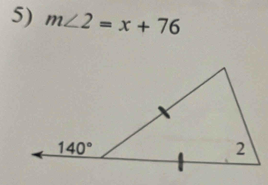 m∠ 2=x+76