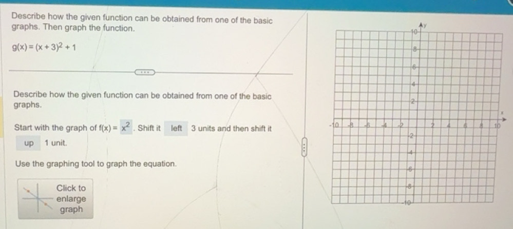 Solved: Describe how the given function can be obtained from one of the ...