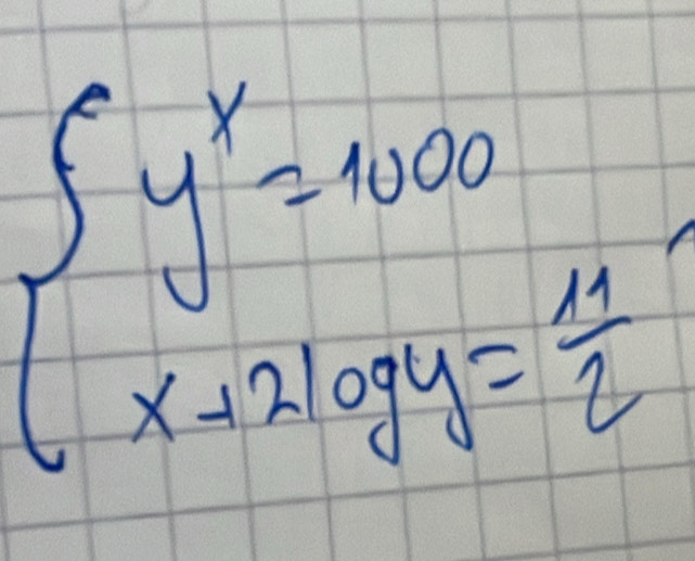 beginarrayl y^2=1000 x+2log y=frac x==2endarray.