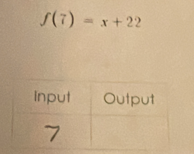 f(7)=x+22
Input Output