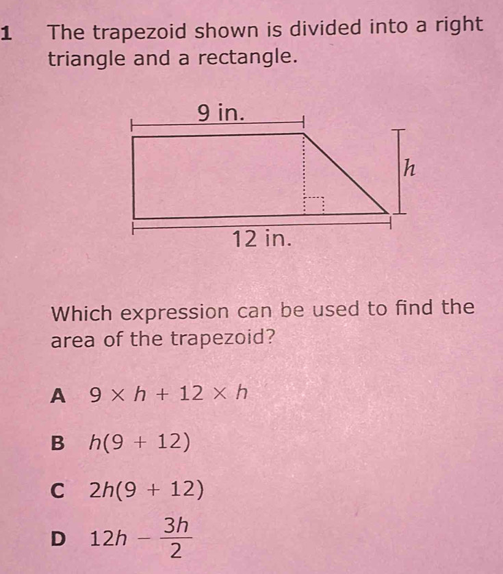 Solved: The trapezoid shown is divided into a right triangle and a ...