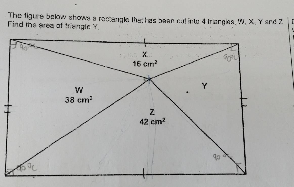 Solved: The figure below shows a rectangle that has been cut into 4 ...