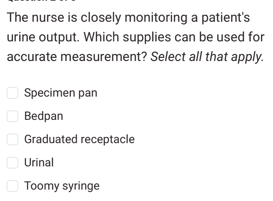Solved: The nurse is closely monitoring a patient's urine output. Which ...
