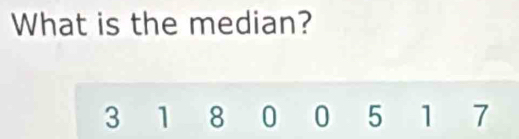 What is the median?
3 1 8 0 0 5 1 7