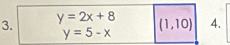 y=2x+8 (1,10) 4. 
3. y=5-x