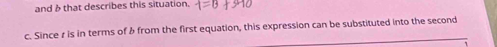 and b that describes this situation. 
c. Since r is in terms of b from the first equation, this expression can be substituted into the second 
1