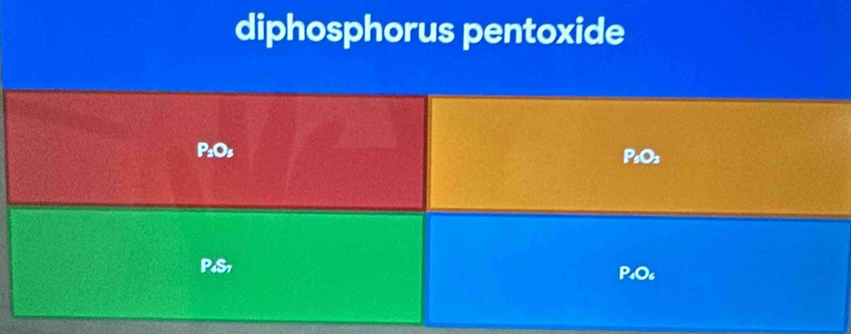 diphosphorus pentoxide 
P₂Os PsO2
P4S7 P₄O