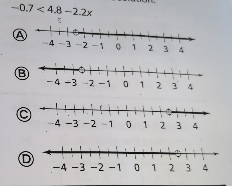 -0.7<4.8-2.2x
Ⓐ
-13 4
Ⓑ 
C
0 1
D
0 1 2 3 4