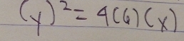 (y)^2=4(6)(x)