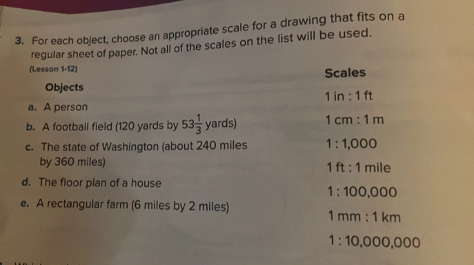 Solved: For each object, choose an appropriate scale for a drawing that ...