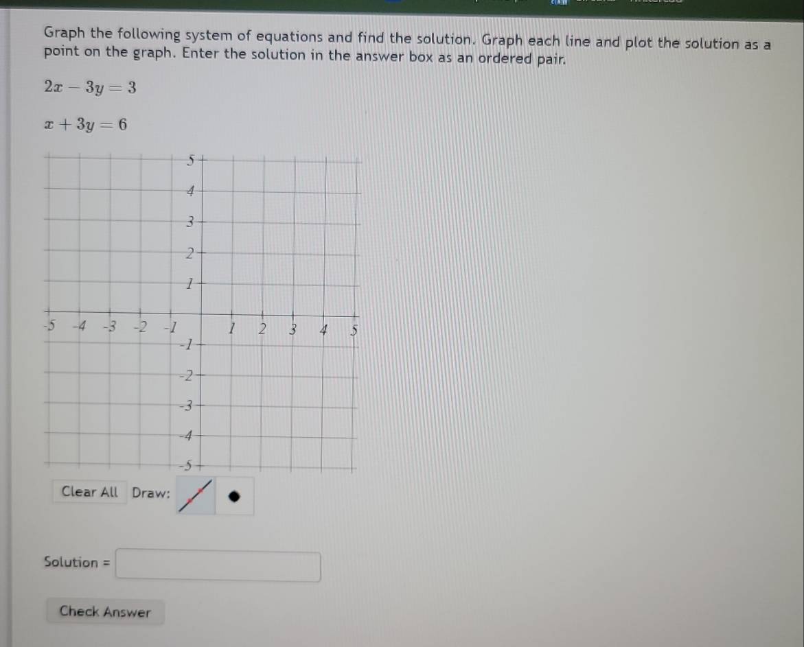 Solved: Graph the following system of equations and find the solution ...