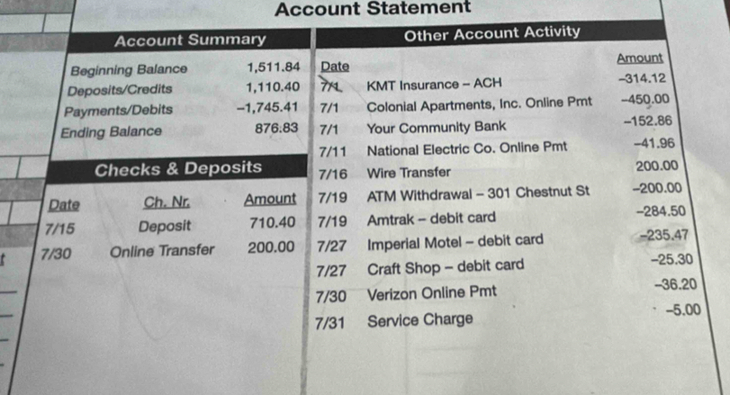 Account Statement 
_ 
_ 
_