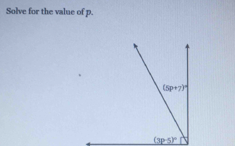 Solve for the value of p.
(3p-5)^circ 