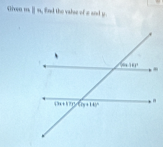 Given mparallel n_1 find the value of æ and y.