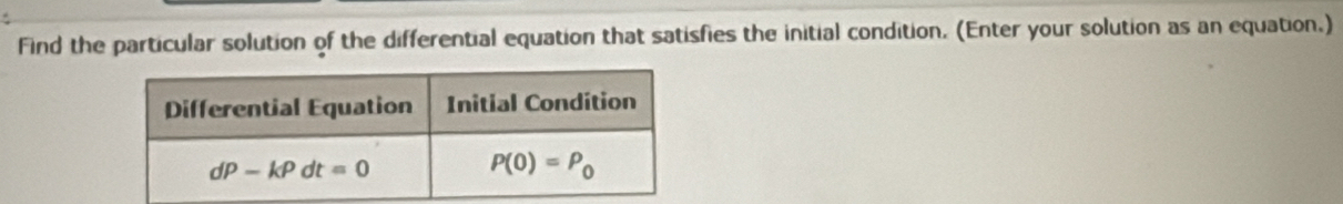 Find the particular solution of the differential equation that satisfies the initial condition. (Enter your solution as an equation,)