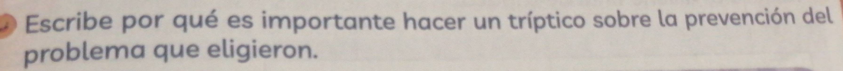 Escribe por qué es importante hacer un tríptico sobre la prevención del 
problema que eligieron.