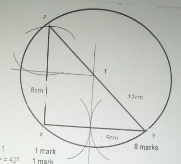 1
=42° 1 mark