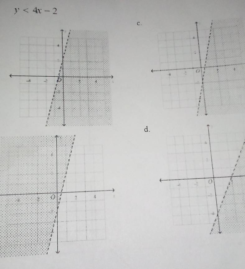 y<4x-2</tex> 
c. 
d.