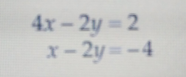 4x-2y=2
x-2y=-4