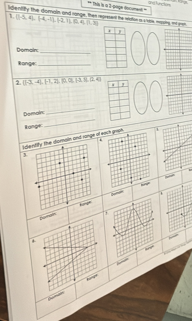 Solved: konge and Functiors This is a 2 -page documentl ''' 1. (-5,4 ...
