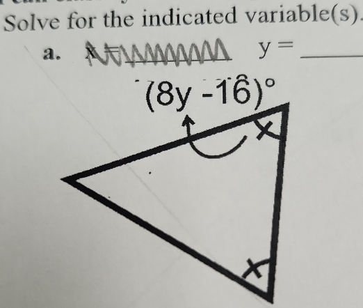 Solve for the indicated variable(s).
a.
y= _