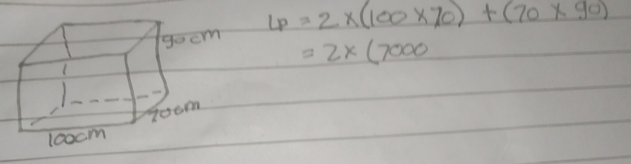 Lp=2* (100* 70)+(70* 90)
=2* (7000