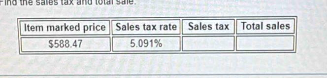 Find the sales tax and total sale.