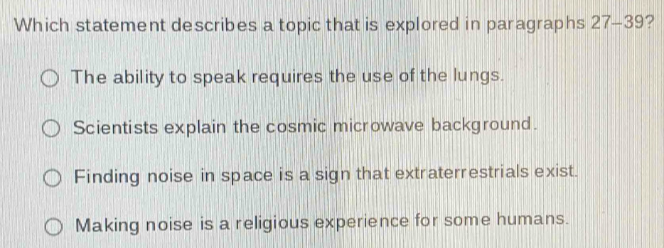 Solved: Which statement describes a topic that is explored in ...