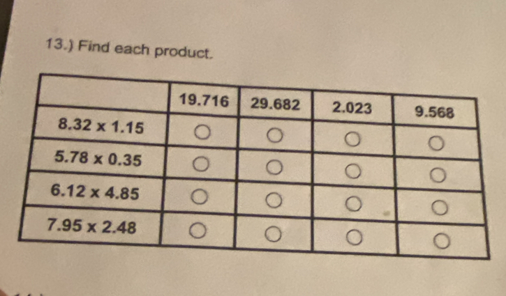 13.) Find each product.