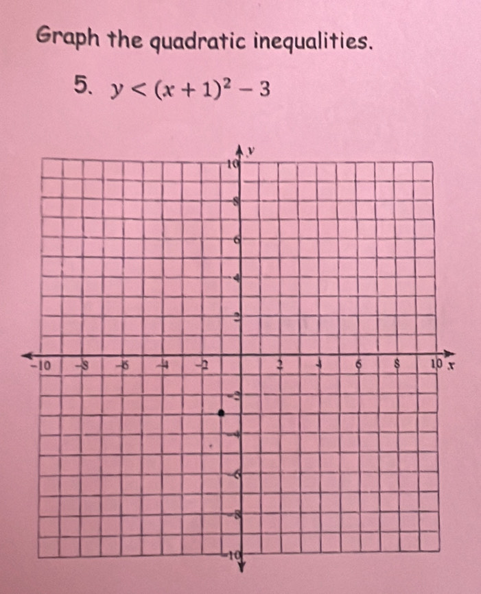 Graph the quadratic inequalities. 
5. y