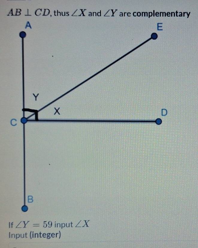 If ∠ Y=59 input ∠ X
Input (integer)